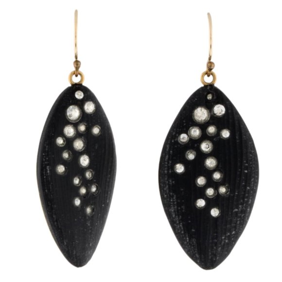 Alexis Bittar | Dust Long Leaf Statement Earrings (Black) - Picture 1 of 7